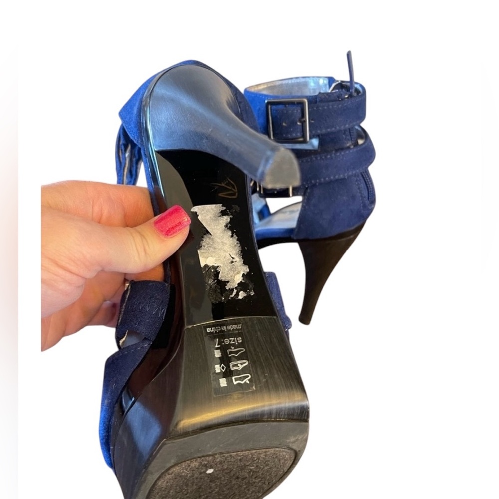Michael Antonio heels size 7 navy blue stiletto open-toe heels sandals‎ 💙 - Picture 6 of 8